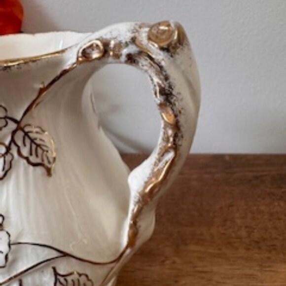 Vintage James Kent Ceramic Floral Pitcher Vase English Cottagecore Jug Gold - Picture 6 of 10